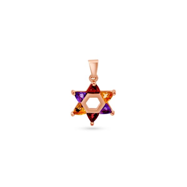 Coloured Stone Star of David Pendant