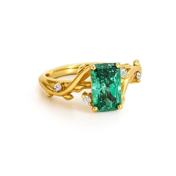 Emerald-Cut Mint Green Diamond Engagement Ring
