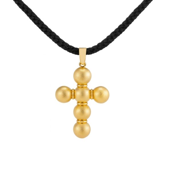 Gold Cross Pendant With Large Round Balls