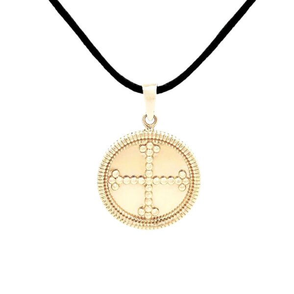 Byzantine Cross Medallion Large Gold Pendant