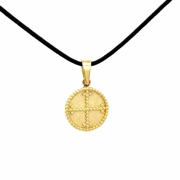 Byzantine Cross Medallion Mini Gold Pendant