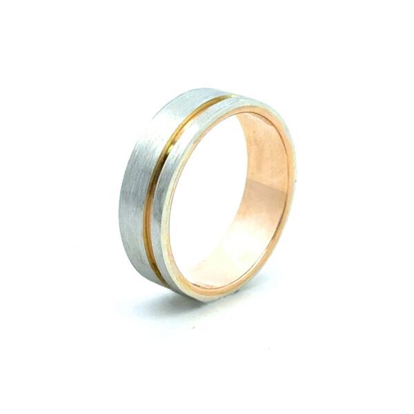 Asymmetric Line Pattern with Matt Finish Flat Wedding Ring